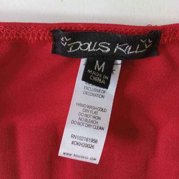 DOLLS KILL Womens Med Derby 666 Cheerleader Halloween Red Crop Tank Top Shirt - Picture 5 of 9